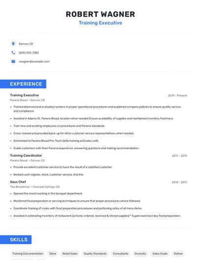 Training Executive Resume