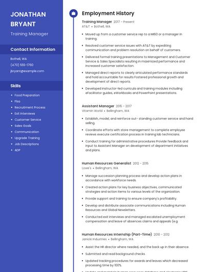 Training Manager Resume