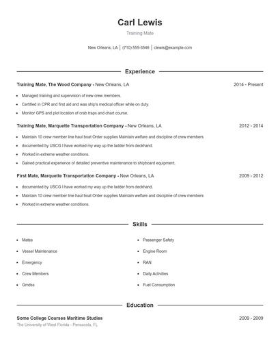 Training Mate Resume