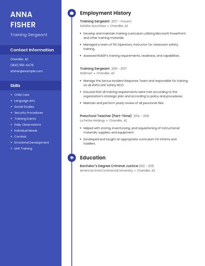Training Sergeant Resume