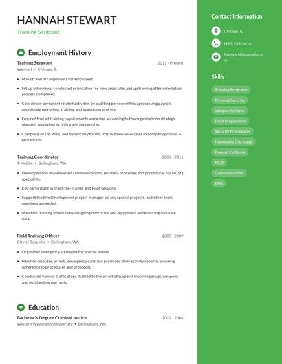 Training Sergeant Resume