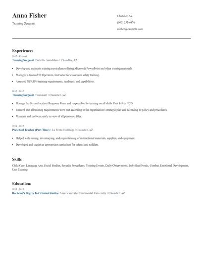 Training Sergeant Resume