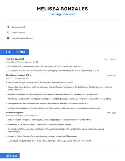 Training Specialist Resume
