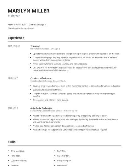 Trainman Resume