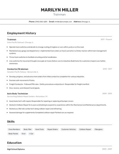 Trainman Resume