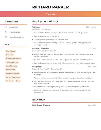 Trainman Resume
