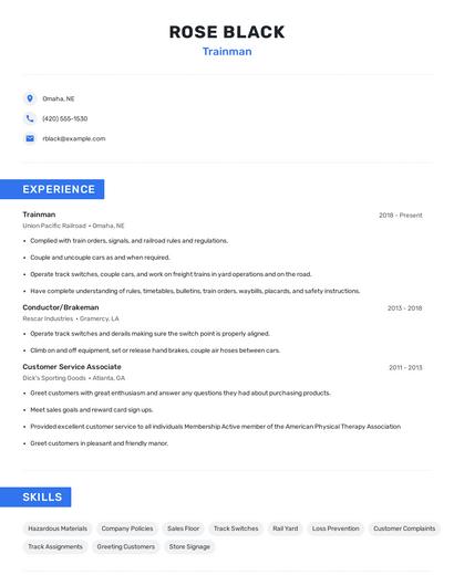 Trainman Resume
