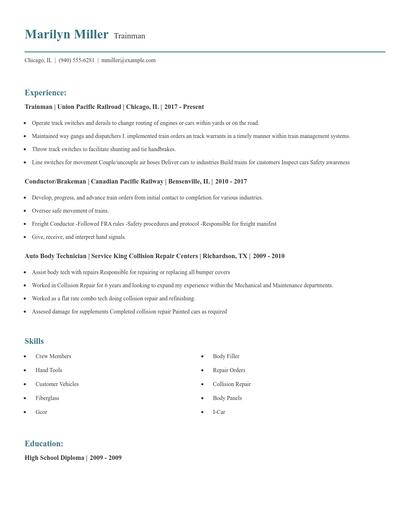 Trainman Resume