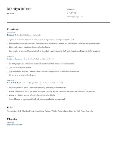 Trainman Resume