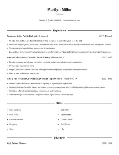 Trainman Resume