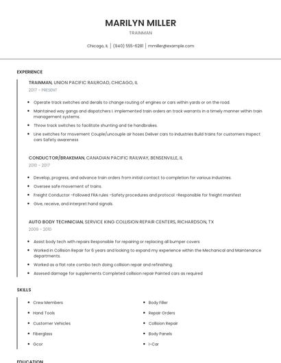 Trainman Resume