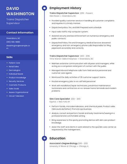 Trains Dispatcher Supervisor Resume