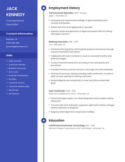 Transactional Specialist Resume