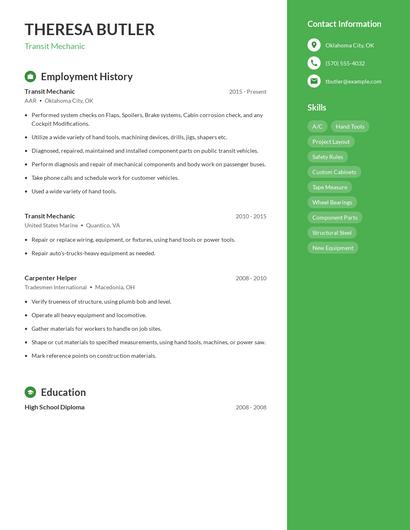 Transit Mechanic Resume