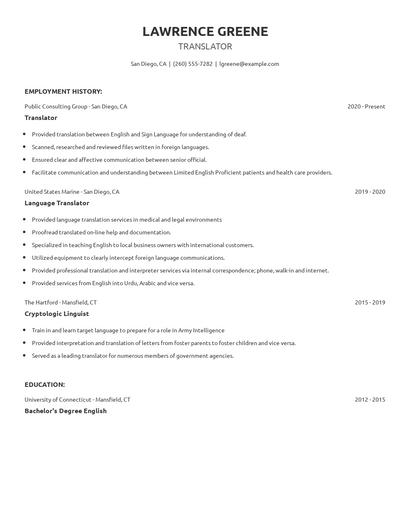 Translator Resume