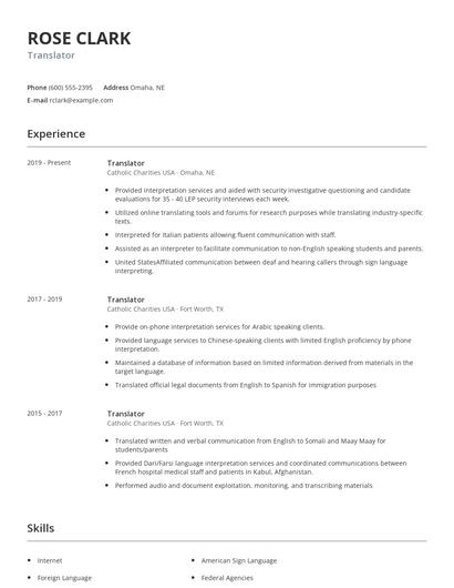 Translator Resume