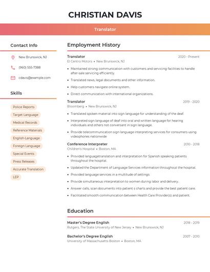 Translator Resume