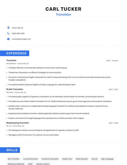 Translator Resume