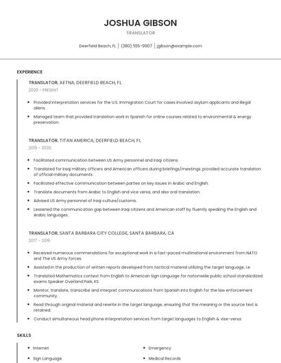 Translator Resume
