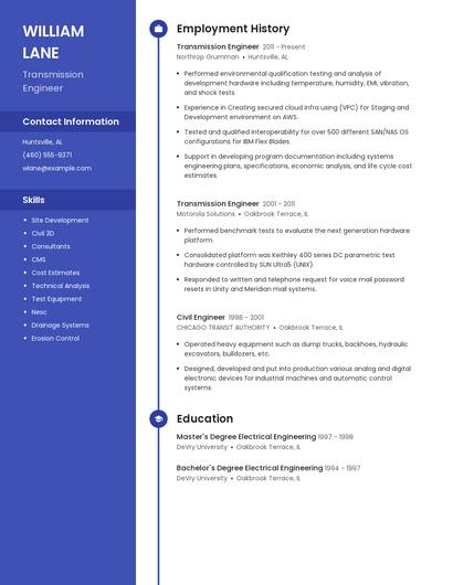 Transmission Engineer Resume