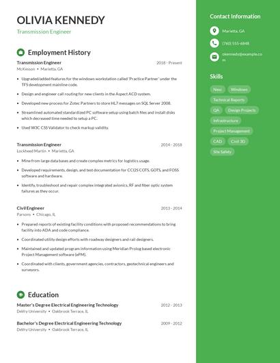 Transmission Engineer Resume
