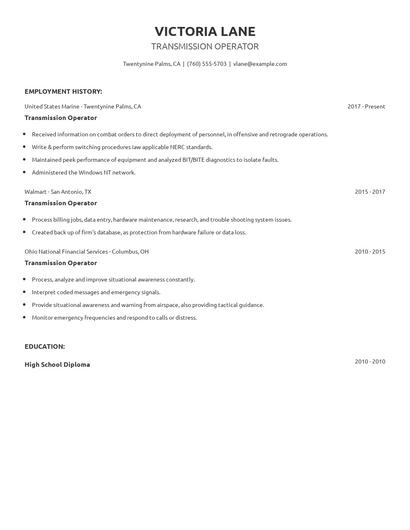 Transmission Operator Resume