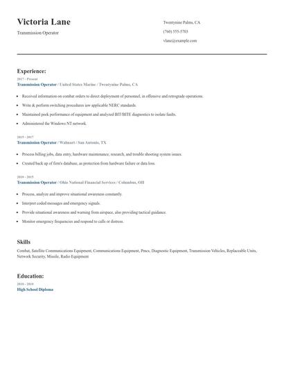 Transmission Operator Resume