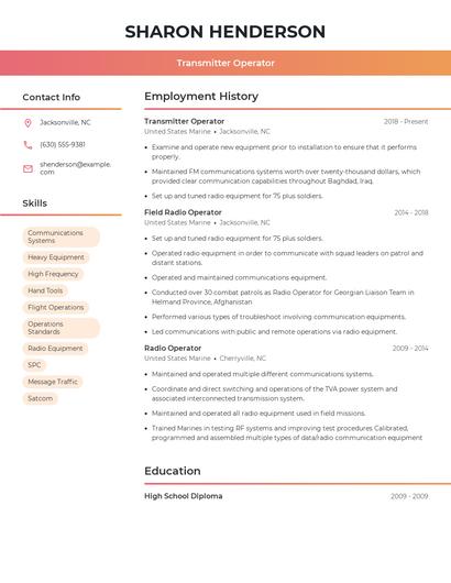 Transmitter Operator Resume