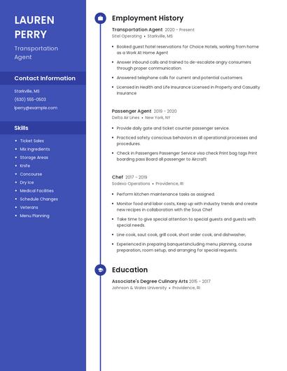 Transportation Agent Resume