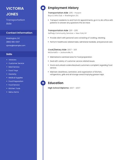 Transportation Aide Resume