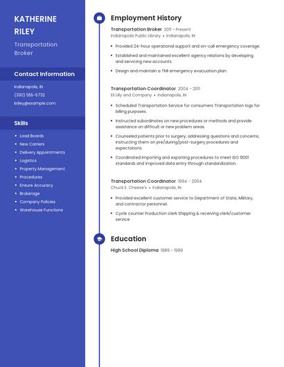 Transportation Broker Resume