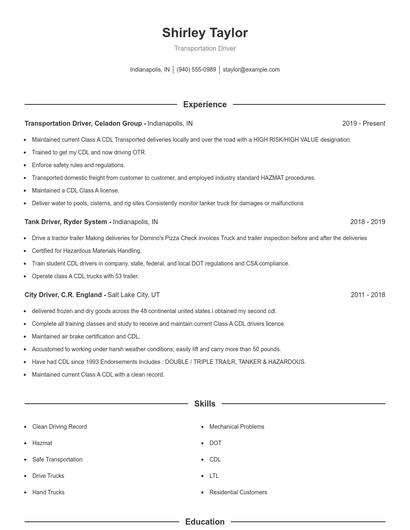 Resume example 1