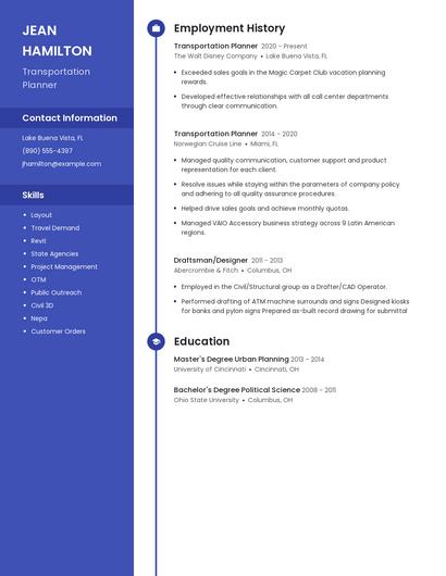 Transportation Planner Resume