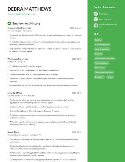 Resume example 5