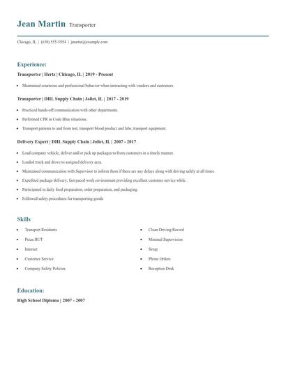 Transporter Resume