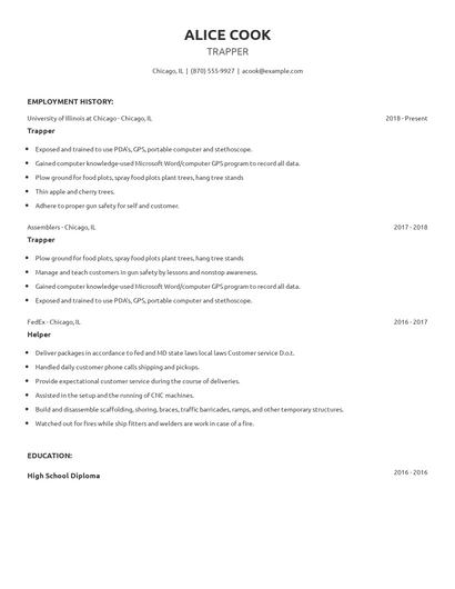 Trapper Resume