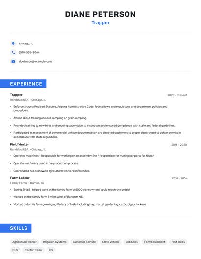Trapper Resume