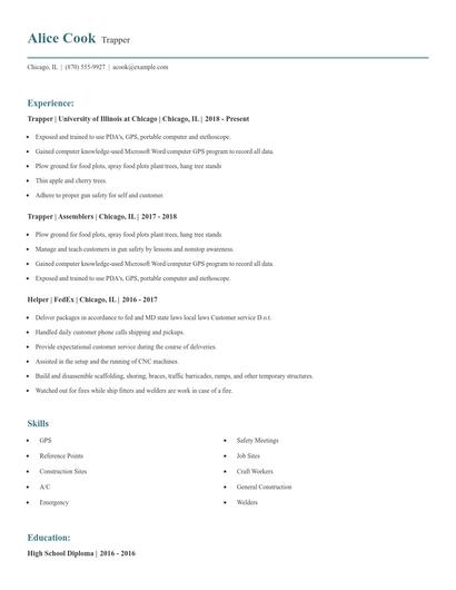 Trapper Resume