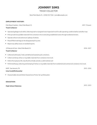Trash Collector Resume