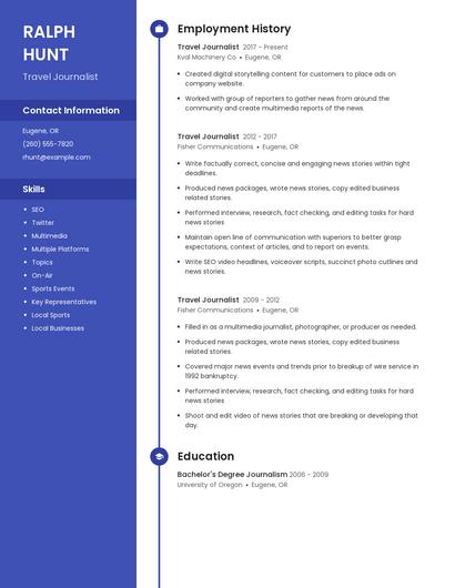 Travel Journalist Resume