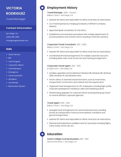 Travel Manager Resume