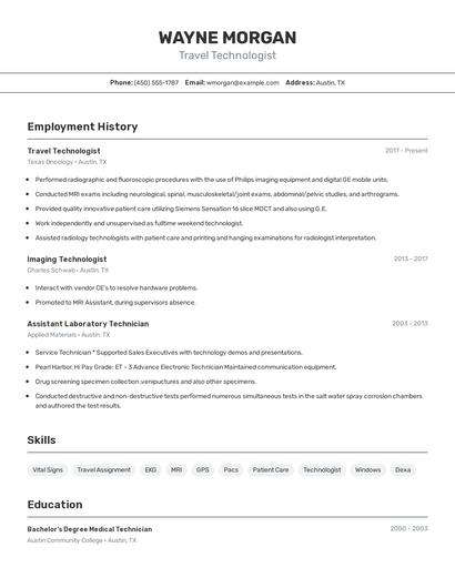 Travel Technologist Resume