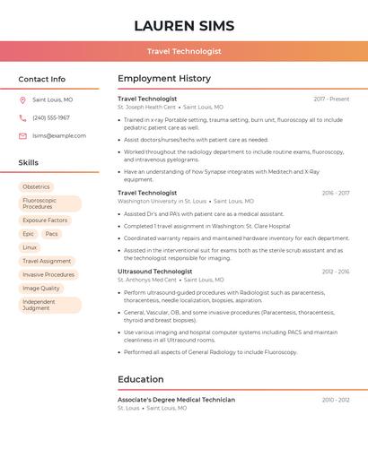 Travel Technologist Resume