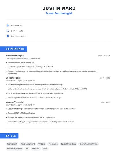 Travel Technologist Resume