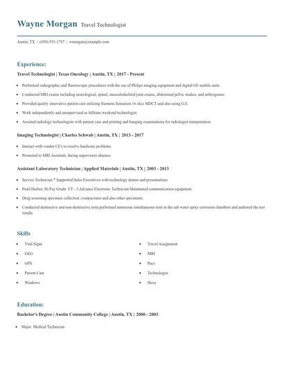 Travel Technologist Resume