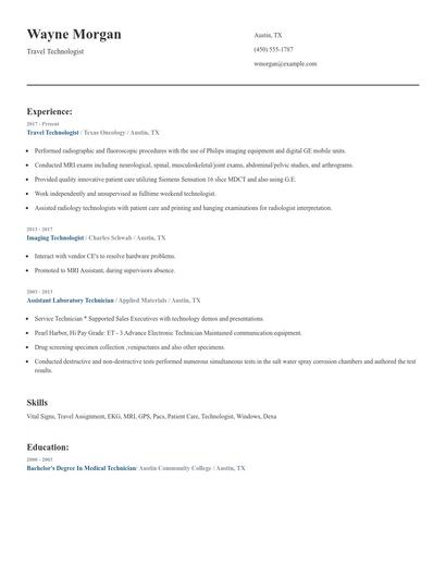 Travel Technologist Resume