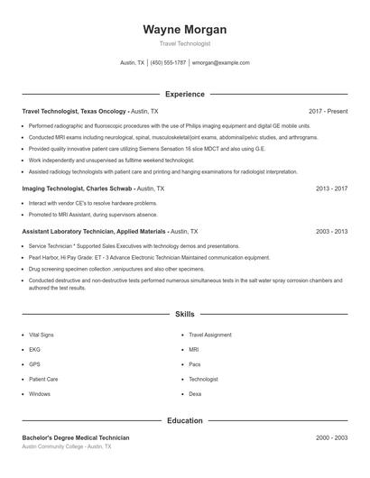 Travel Technologist Resume