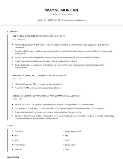 Travel Technologist Resume