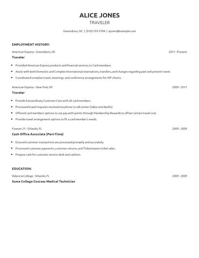 Traveler Resume