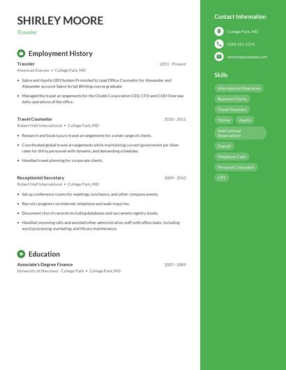 Traveler Resume